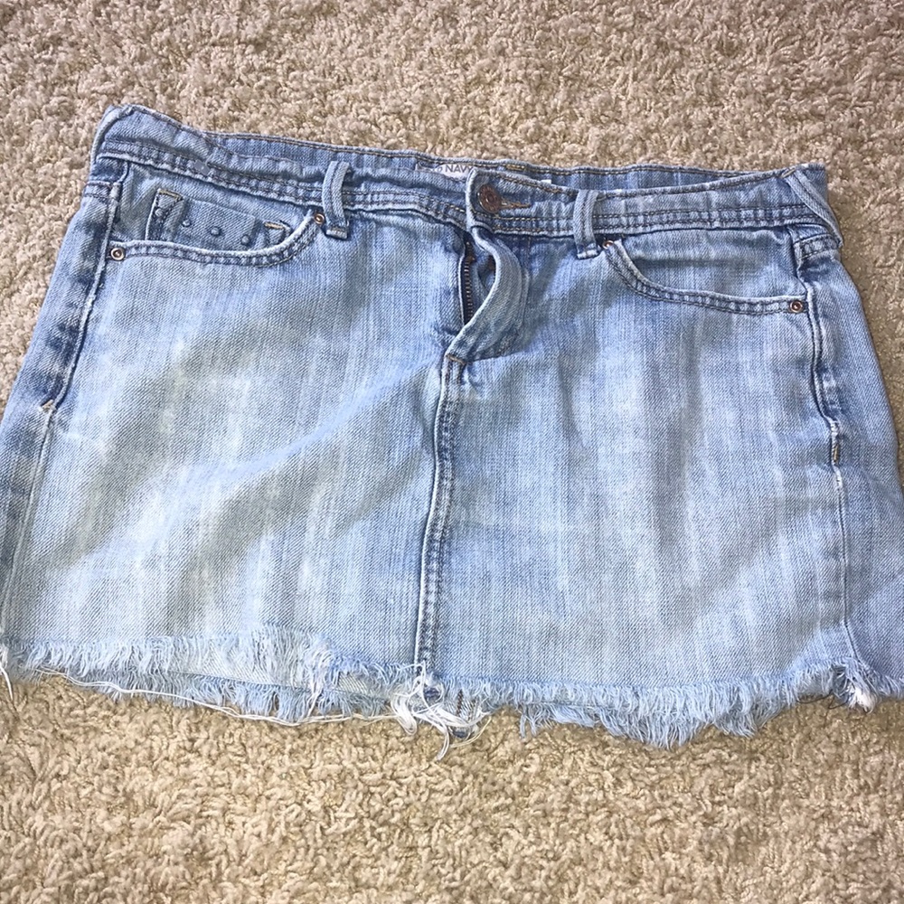 Light wash denim mini skirt